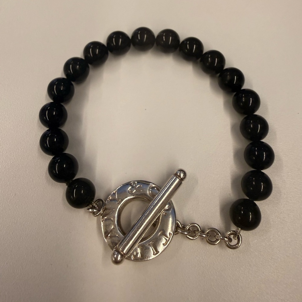 Tiffany Black onyx bracelet with Silver Toggle Clasp